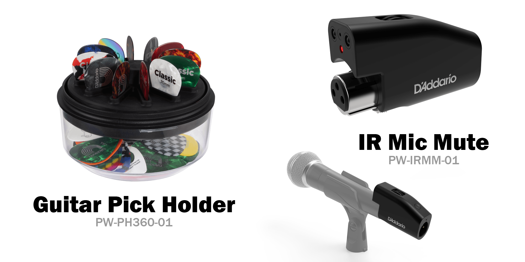 D’Addario 新製品 IR Mic Mute / Pick Holder 360