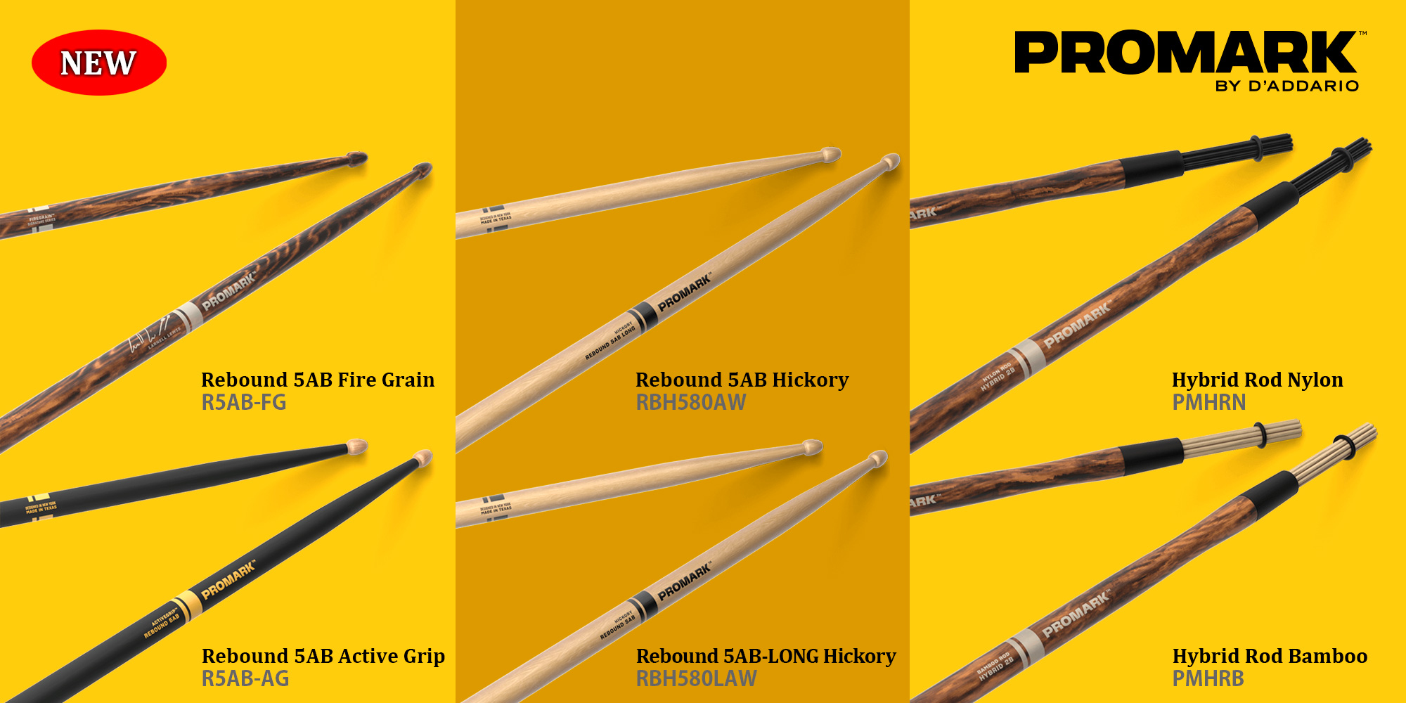 PROMARK 新製品 Rebound 5AB Models & Hybrid Rods